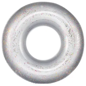 MoKo Swim Rings with Glitter 90cm Diameter Inflatable Pool Float Swimming Pool Float Tube Round Shaped Swimming Tube Water Fun Beach Pool Toys for Summer Party for Kids Adults Silver
