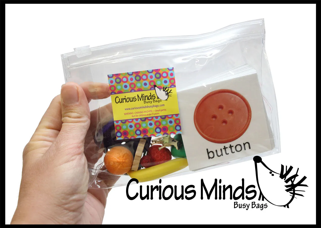 Montessori Object Match with Cards- Miniature Objects with Matching Cards - 2 Part Cards.  Montessori learning toy, language materials