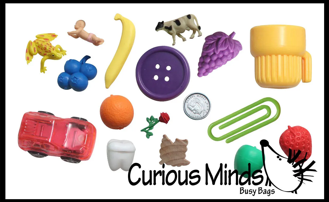 Montessori Object Match with Cards- Miniature Objects with Matching Cards - 2 Part Cards.  Montessori learning toy, language materials
