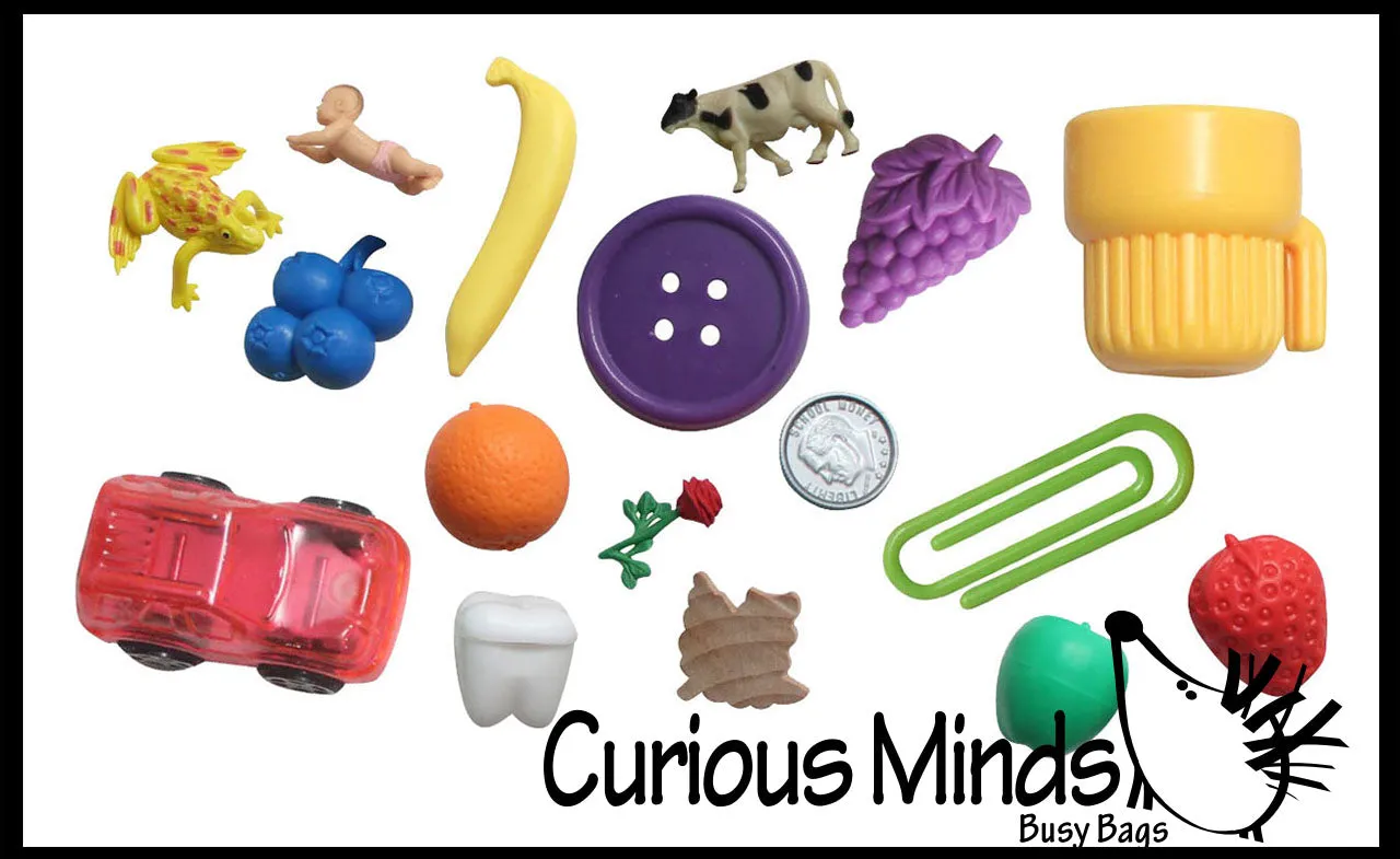 Montessori Object Match with Cards- Miniature Objects with Matching Cards - 2 Part Cards.  Montessori learning toy, language materials