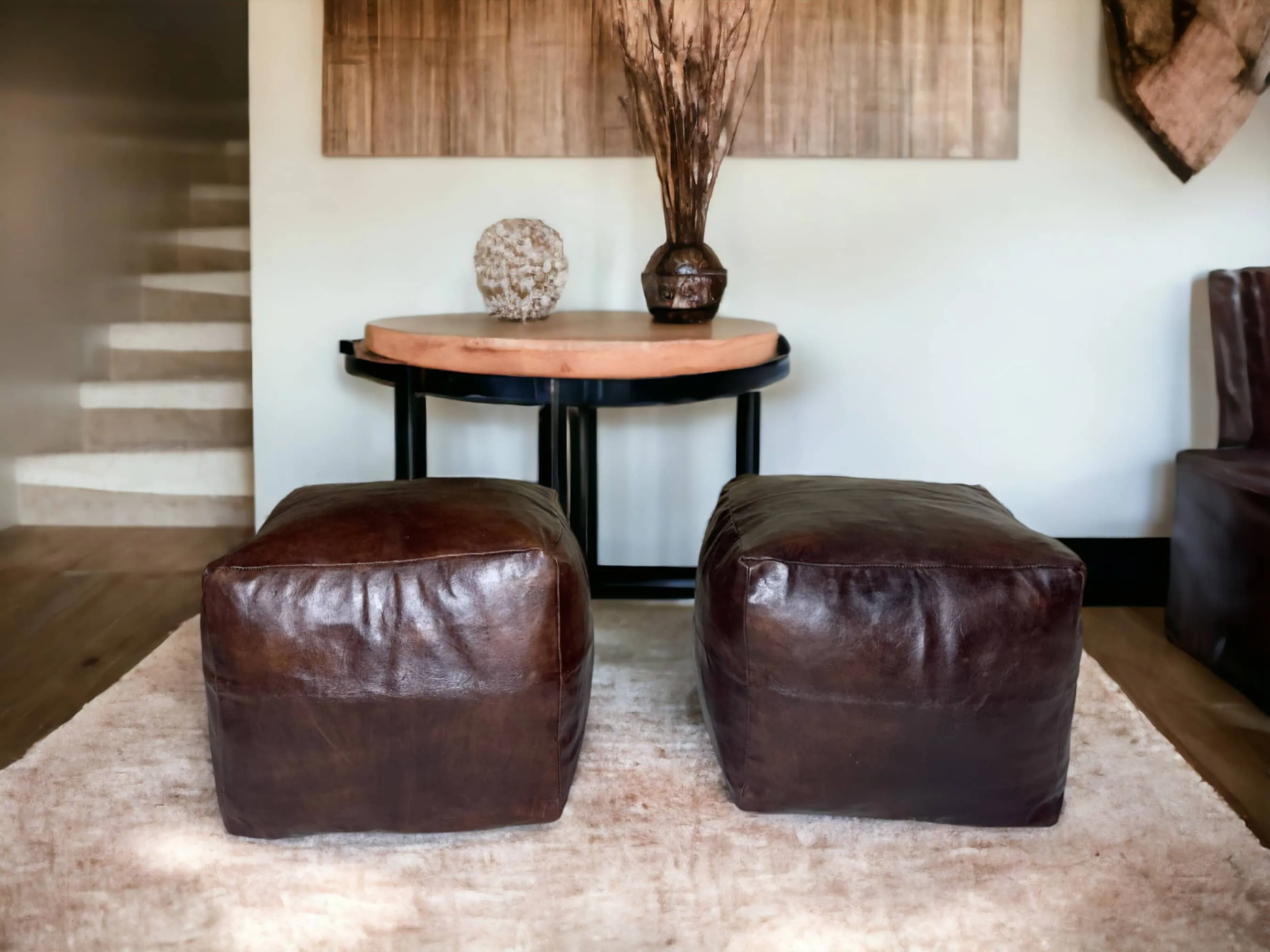 Moroccan Brown Simple Square Pouf: A Timeless Treasure of Berber Craftsmanship