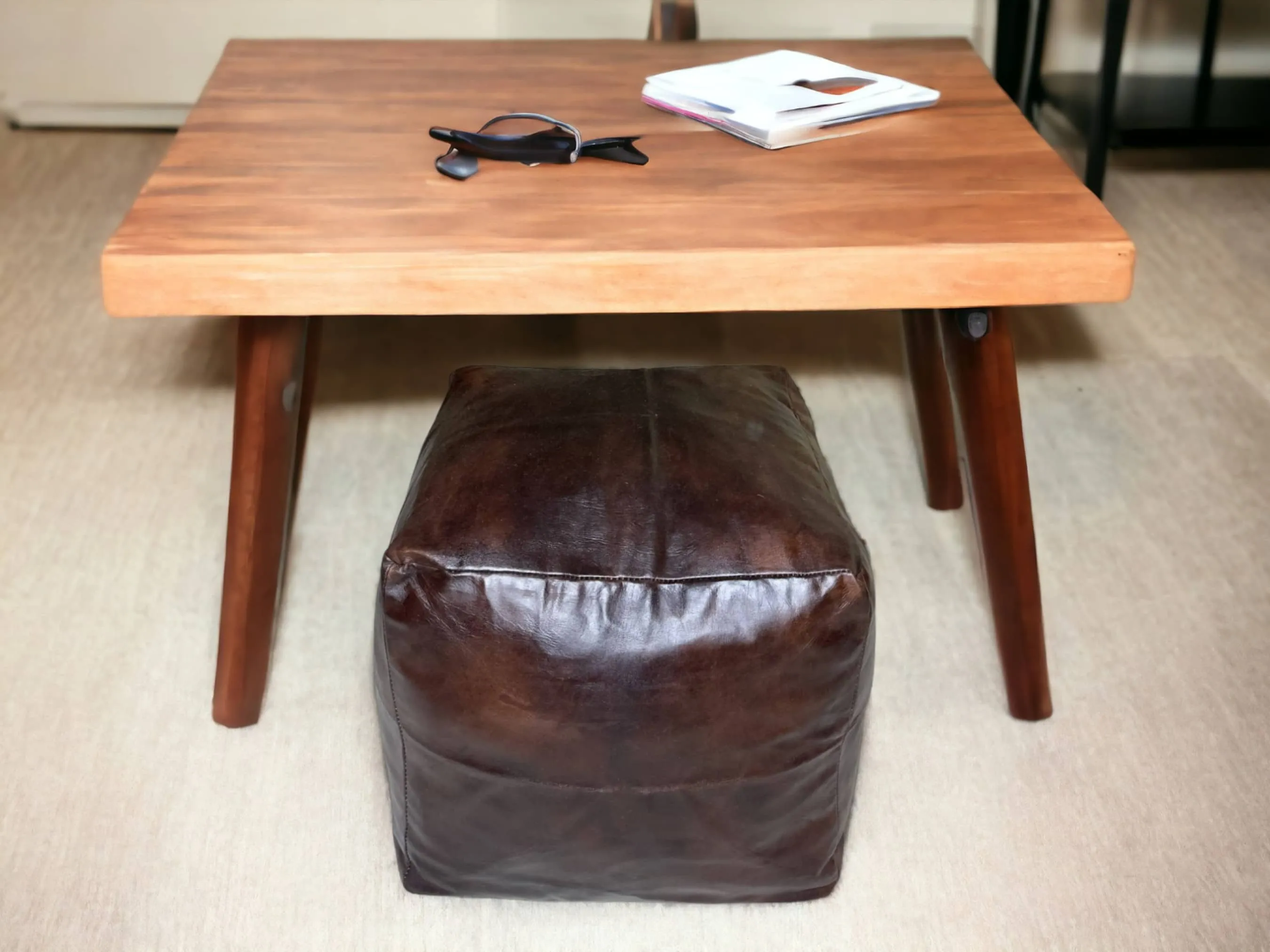 Moroccan Brown Simple Square Pouf: A Timeless Treasure of Berber Craftsmanship