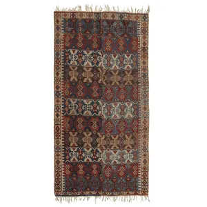 Multicolored Vintage Flatweave Wool Kilim - 5'9" x 12'