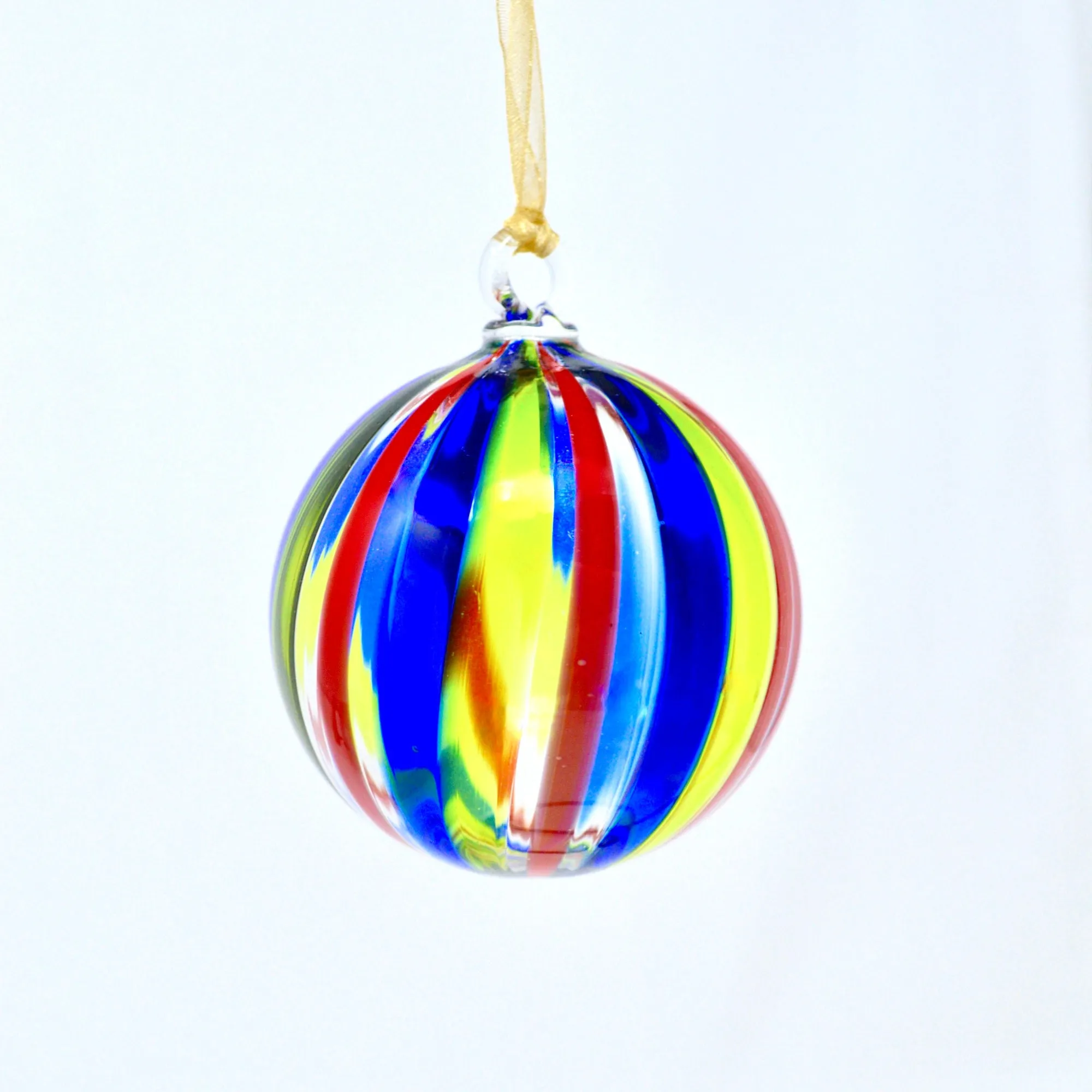 Murano Glass Christmas Ornament, Large, Round Filigrana, Made in Italy