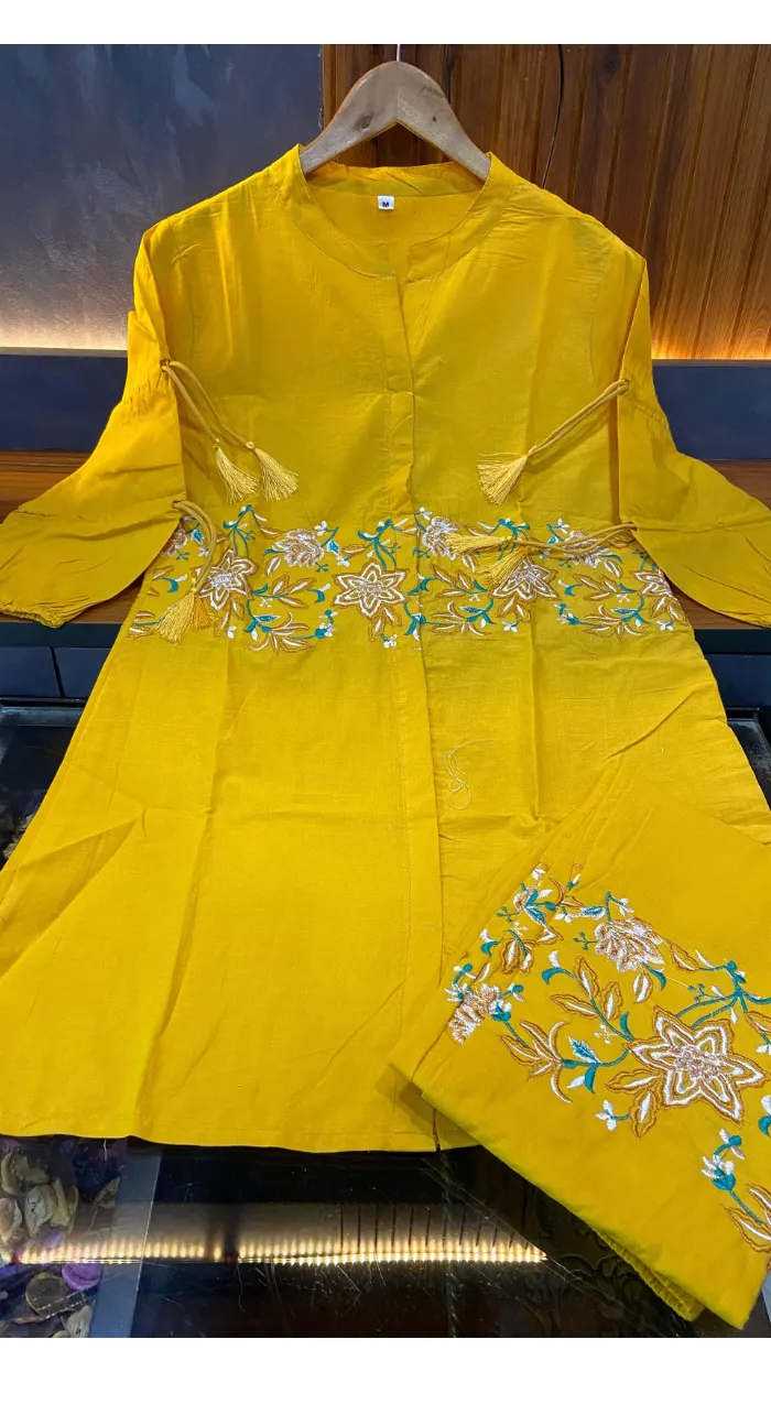 Mustard Yellow Thread work Co-ords