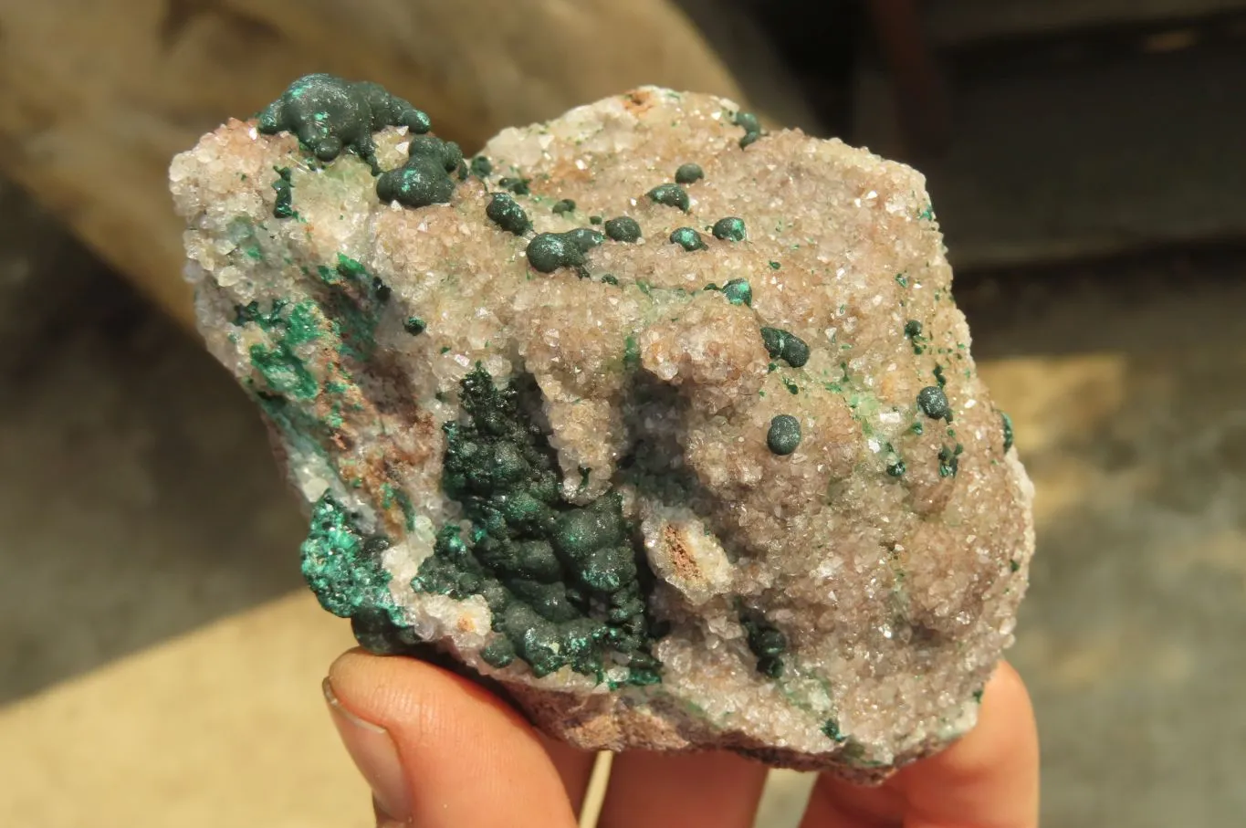 Natural Ball Malachite On Quartz Matrix Specimens x 4 From Kambove, Congo