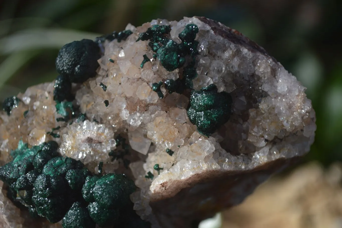 Natural Rare Ball Malachite On Drusy Quartz & Dolomite Matrix  x 1 From Congo