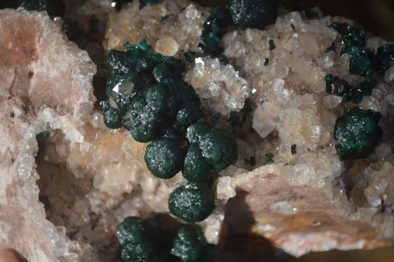 Natural Rare Ball Malachite On Drusy Quartz & Dolomite Matrix  x 1 From Congo