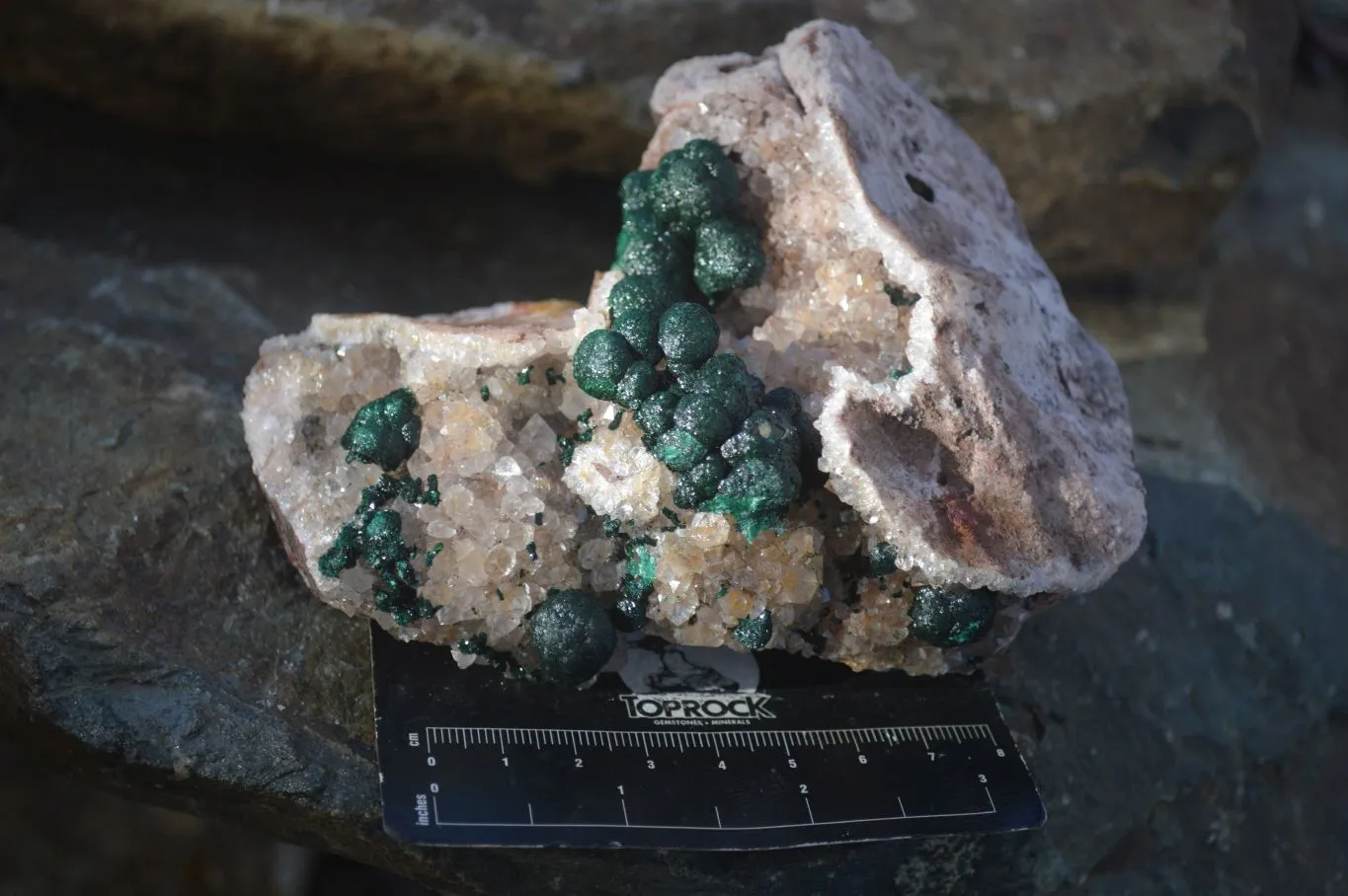 Natural Rare Ball Malachite On Drusy Quartz & Dolomite Matrix  x 1 From Congo