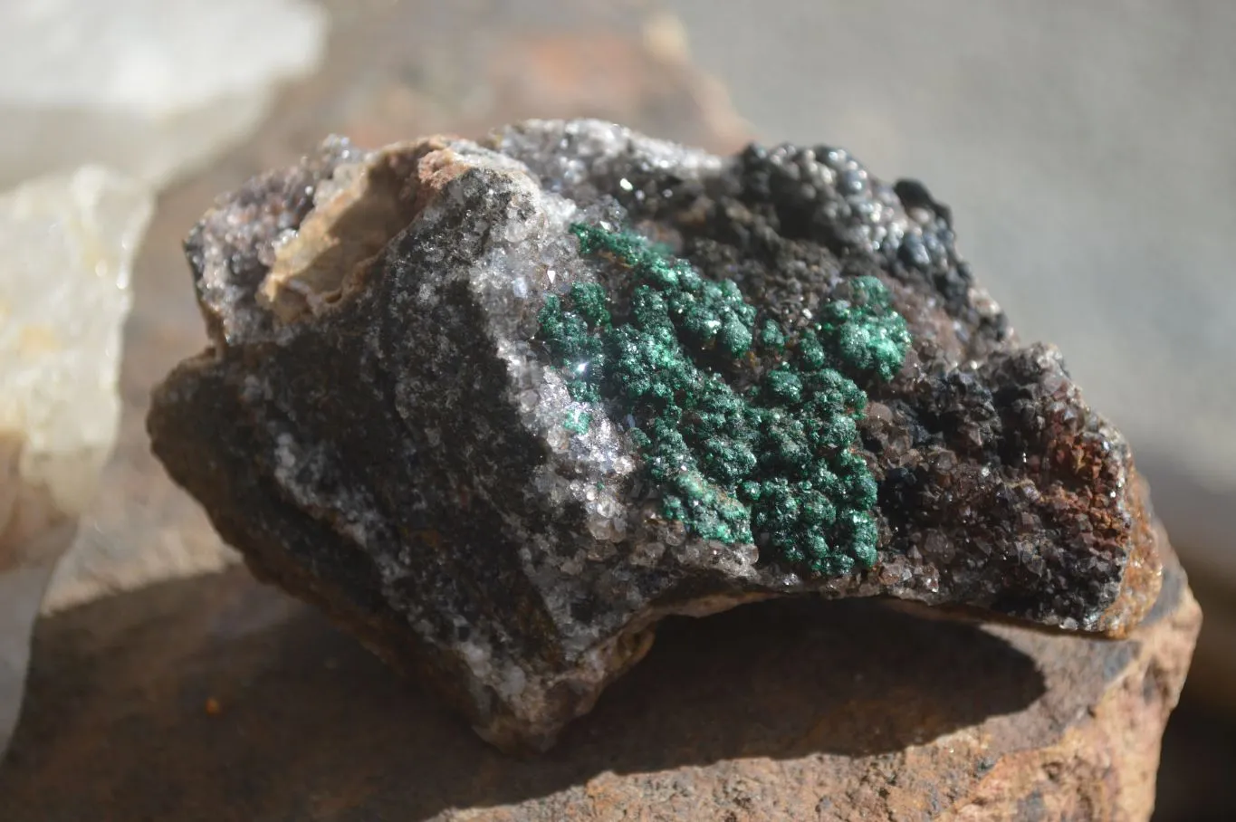 Natural Rare Ball Malachite On Drusy Quartz & Dolomite Matrix  x 2 From Kambove, Congo