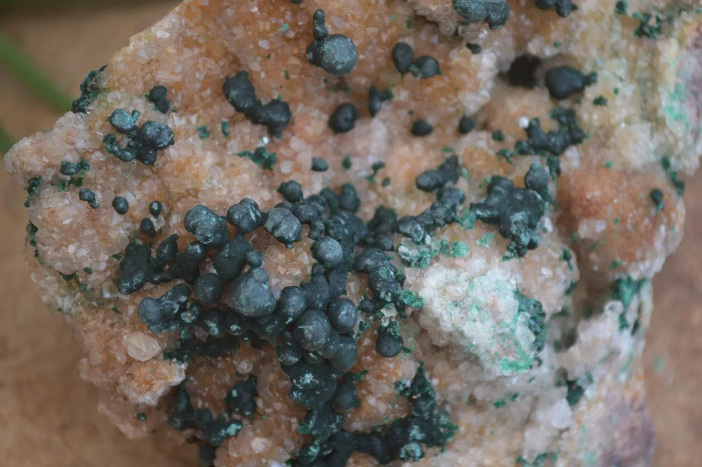Natural Rare Ball Malachite On Drusy Quartz & Dolomite Matrix  x 2 From Kambove, Congo