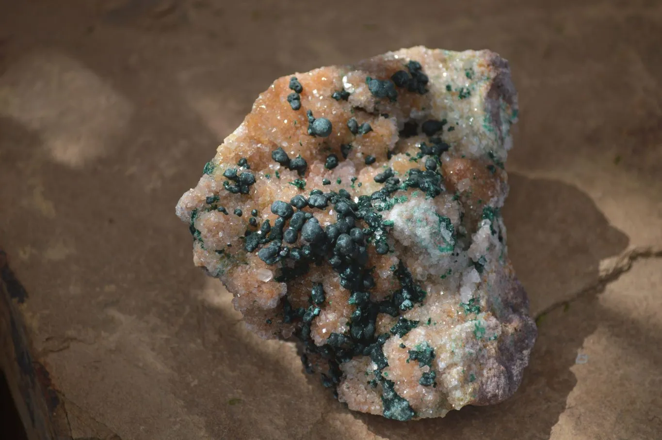 Natural Rare Ball Malachite On Drusy Quartz & Dolomite Matrix  x 2 From Kambove, Congo