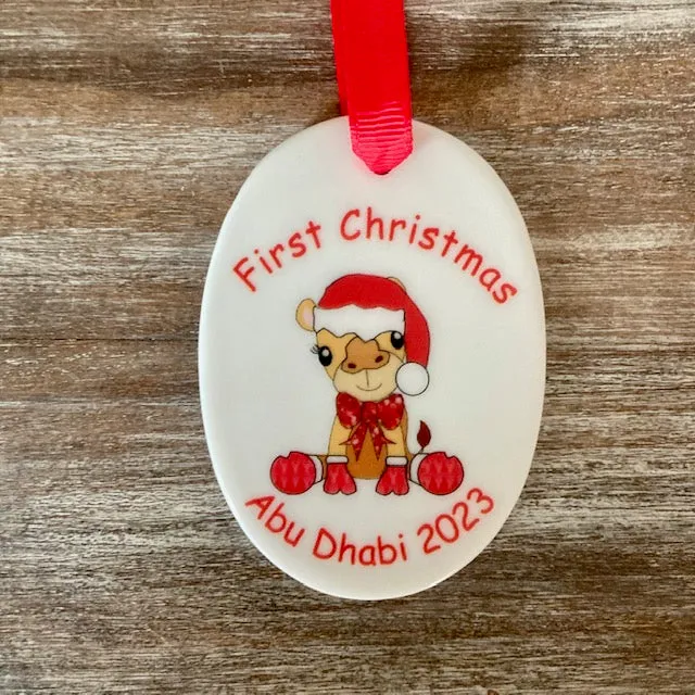 NEW - Abu Dhabi First Christmas Baby Camel  Ceramic Tree Decoration