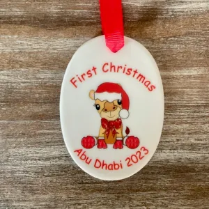 NEW - Abu Dhabi First Christmas Baby Camel  Ceramic Tree Decoration