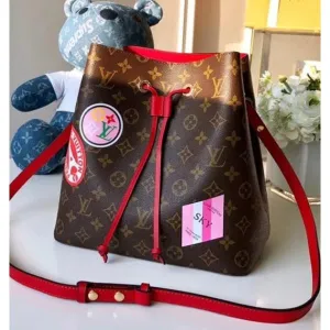 Néonoé Monogram Canvas Bucket Bag Red 2018