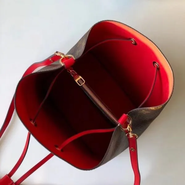 Néonoé Monogram Canvas Bucket Bag Red 2018