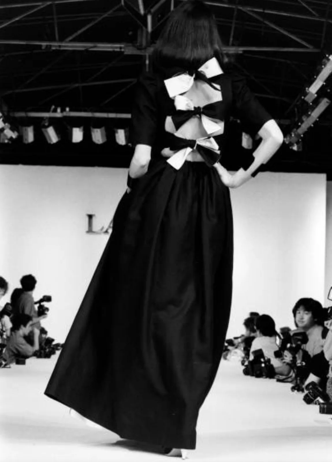 Numbered Spring 1984 Lanvin by Jules-Francois Crahay Runway Red Lined Dress w Open Bow Back
