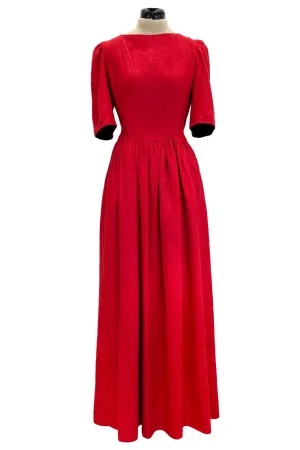 Numbered Spring 1984 Lanvin by Jules-Francois Crahay Runway Red Lined Dress w Open Bow Back