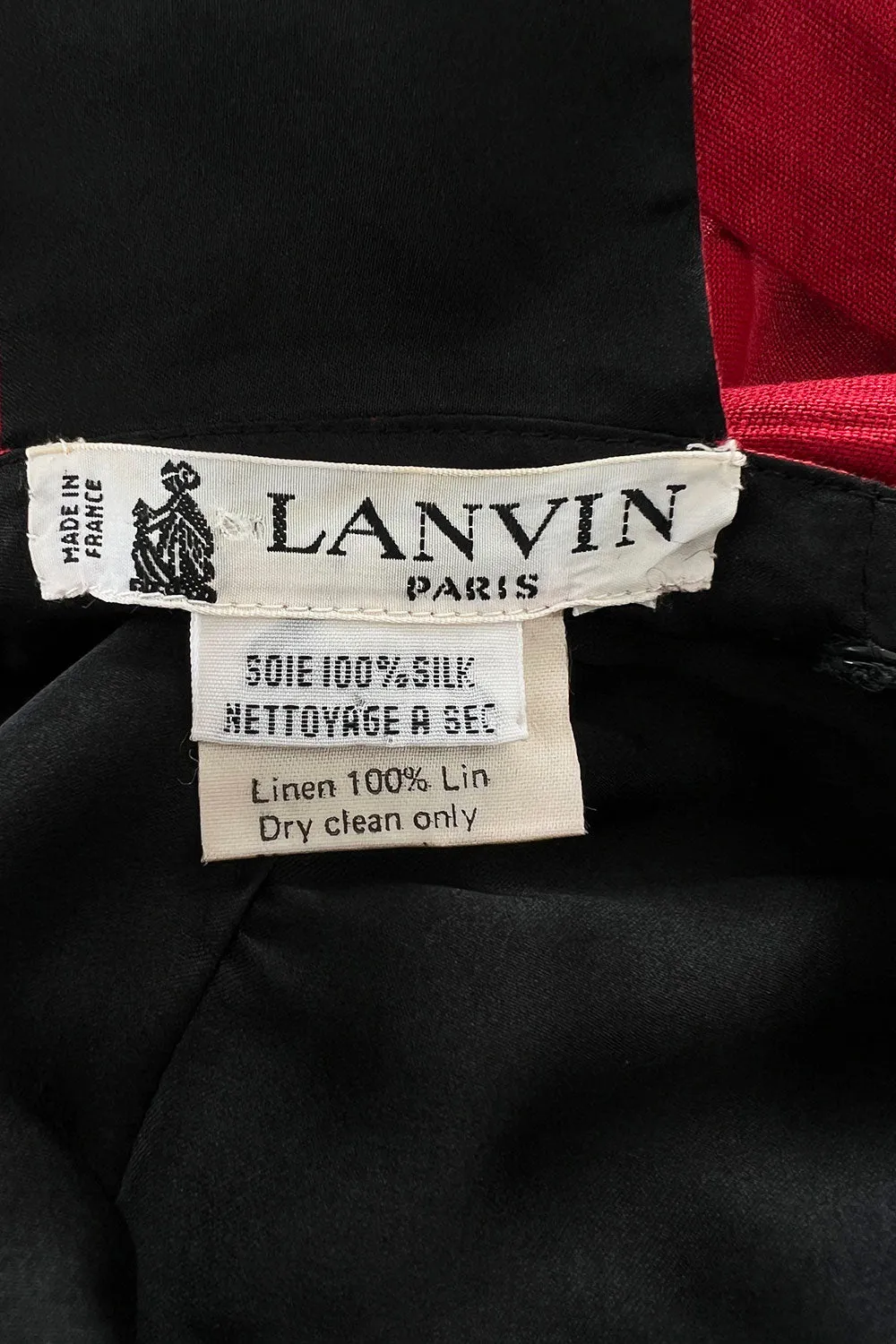 Numbered Spring 1984 Lanvin by Jules-Francois Crahay Runway Red Lined Dress w Open Bow Back