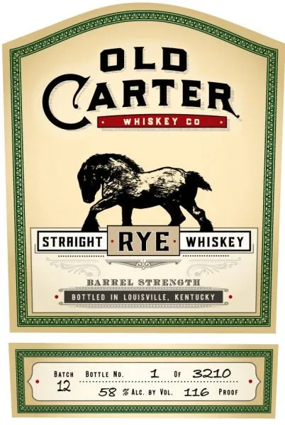 Old Carter Barrel Strength Batch 12 Straight Rye Whiskey 750ml