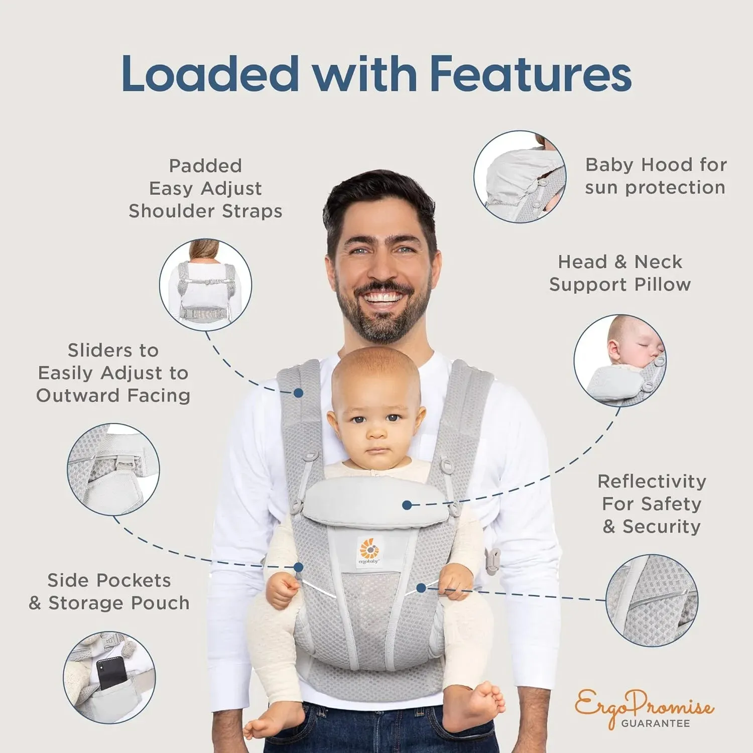 Omni Breeze Baby Carrier (7-45 Lb) - Mosaic Grey