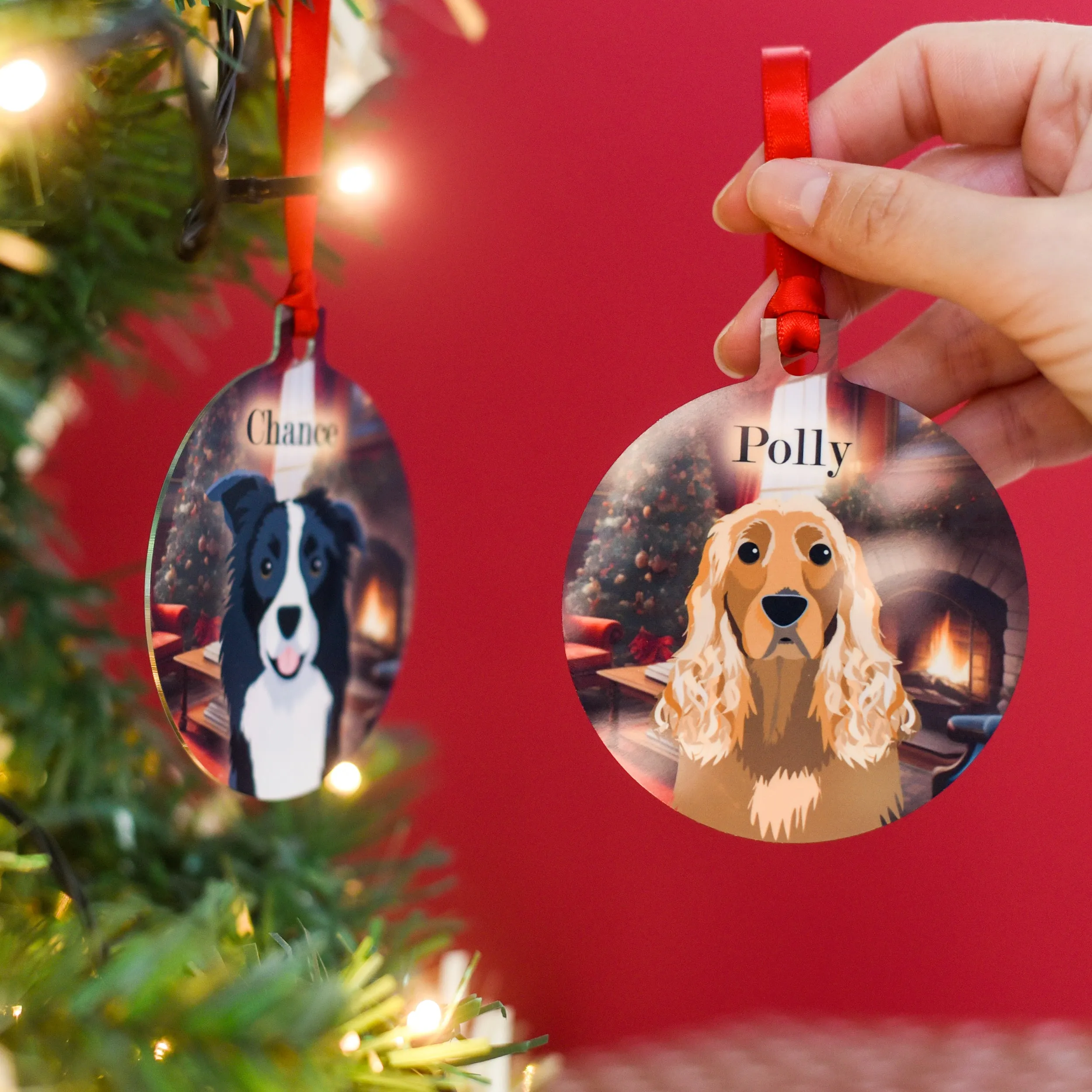 Personalised Dog Traditional Christmas Scene Decoration