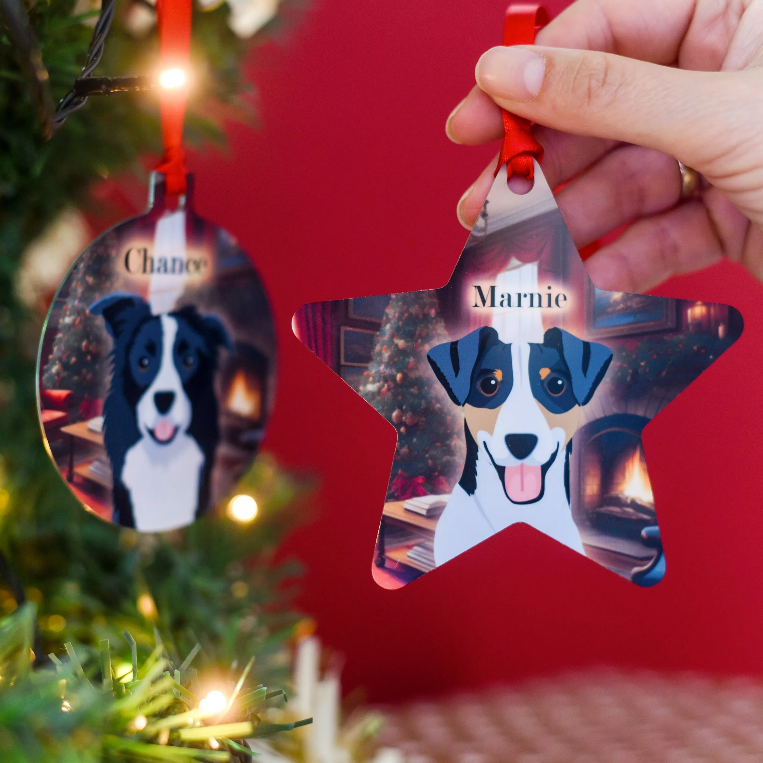 Personalised Dog Traditional Christmas Scene Decoration