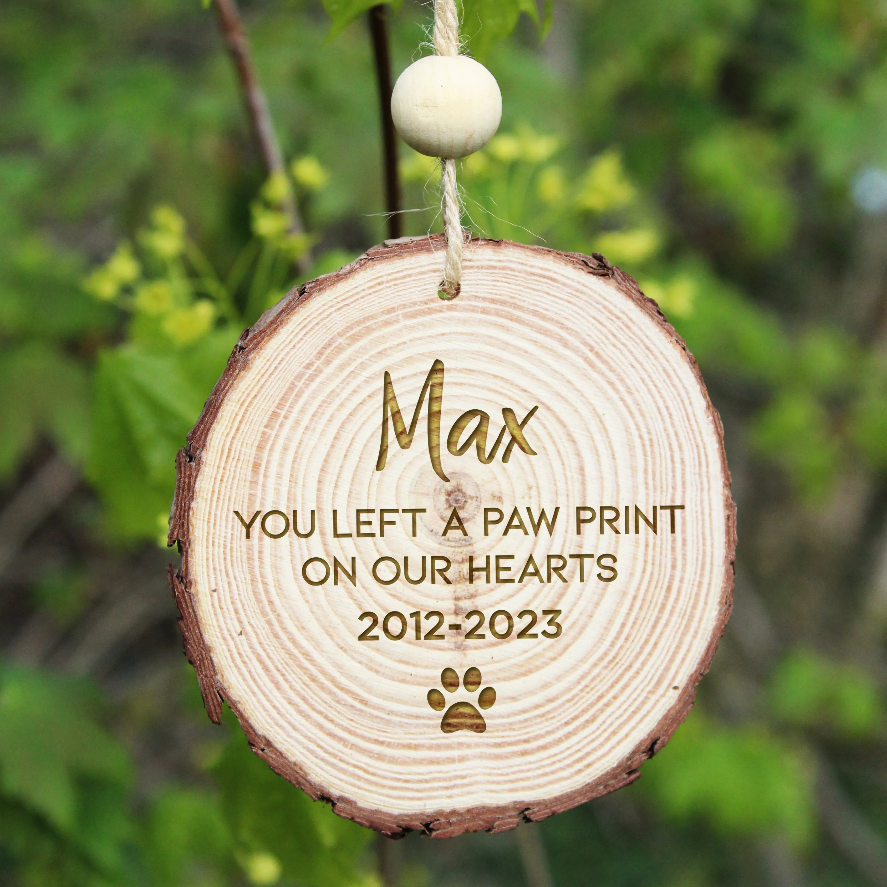 Personalised Wooden Slice Pet Memorial Decoration