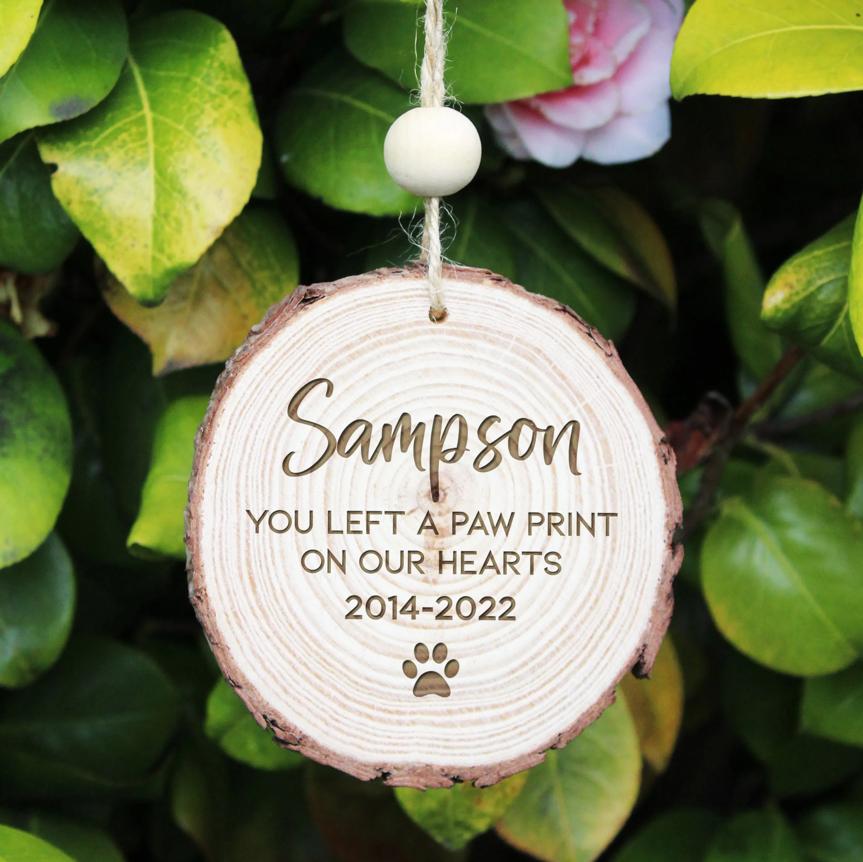 Personalised Wooden Slice Pet Memorial Decoration