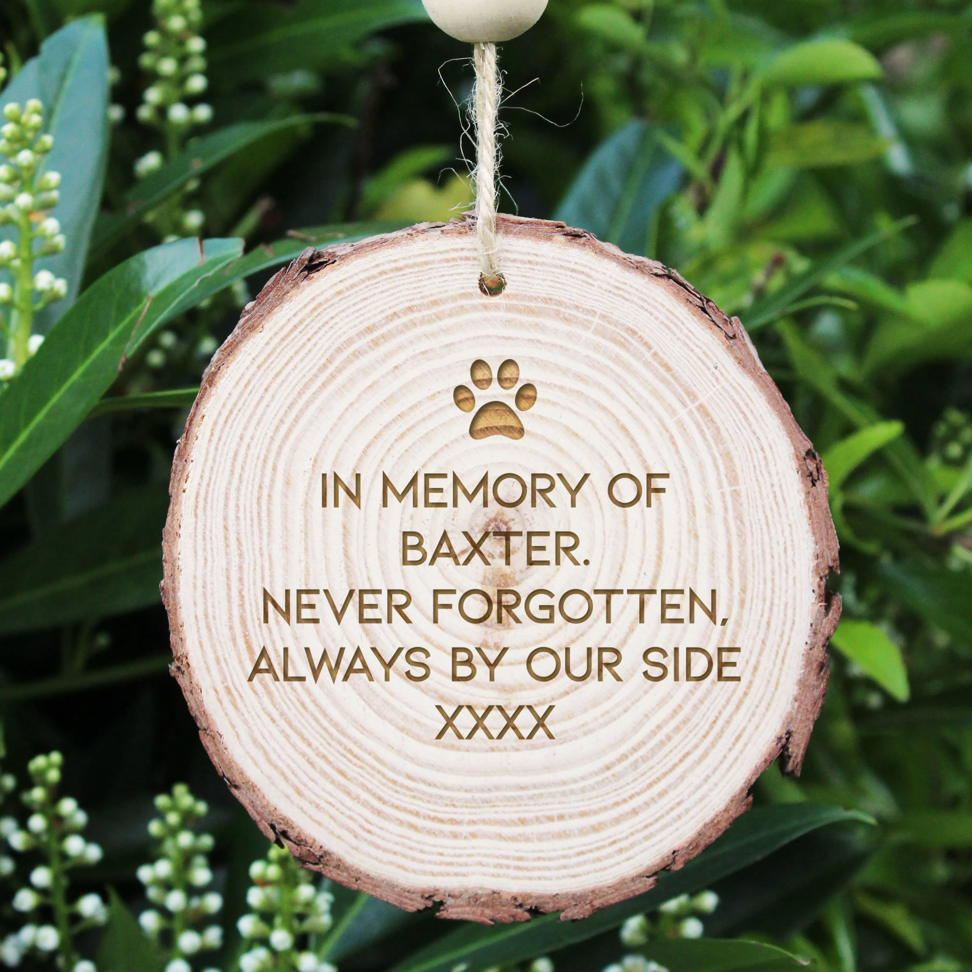 Personalised Wooden Slice Pet Memorial Decoration