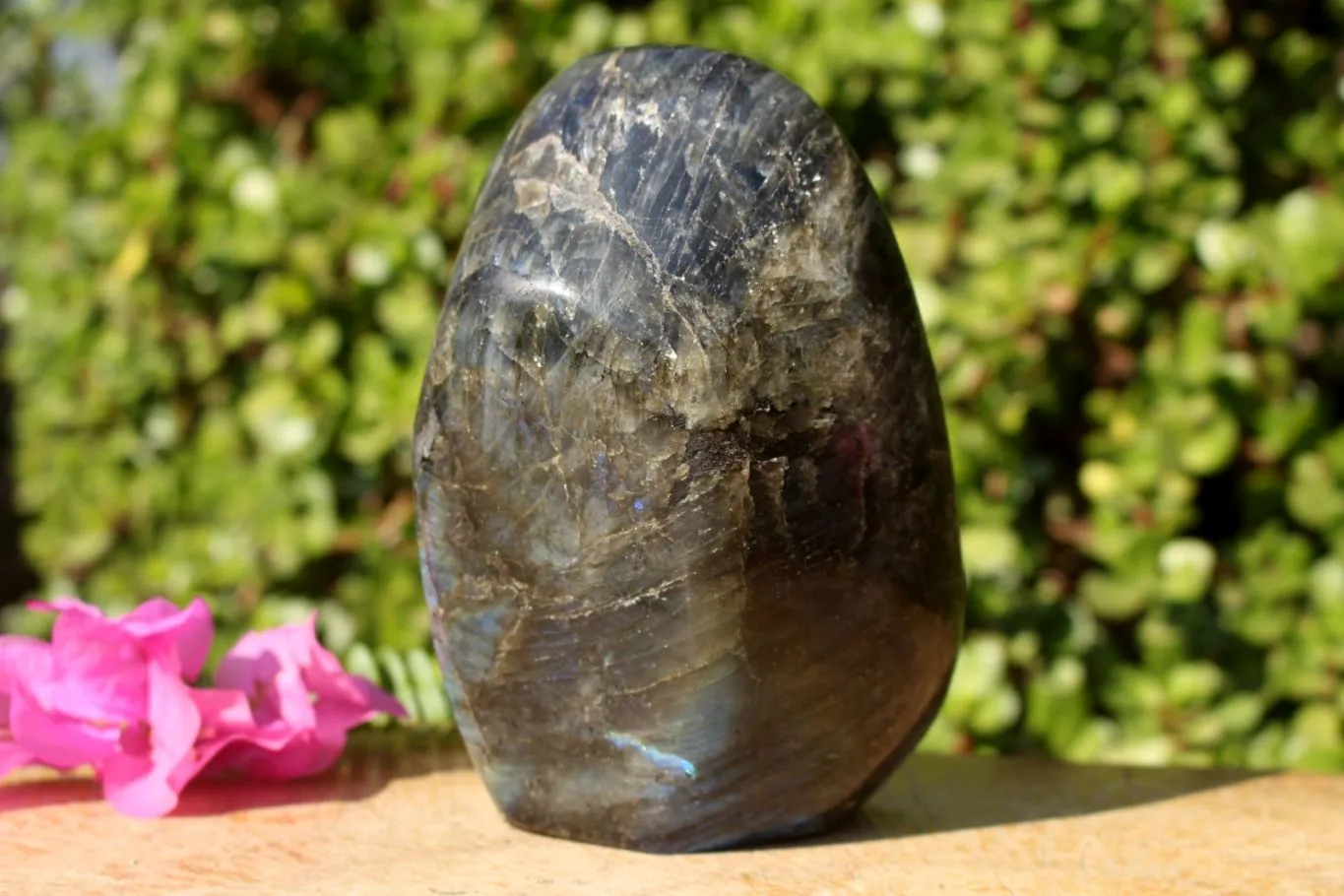 Polished Beautiful Rainbow Labradorite Standing Free Form With Intense Full Face Flash x 1 From Tulear, Madagascar