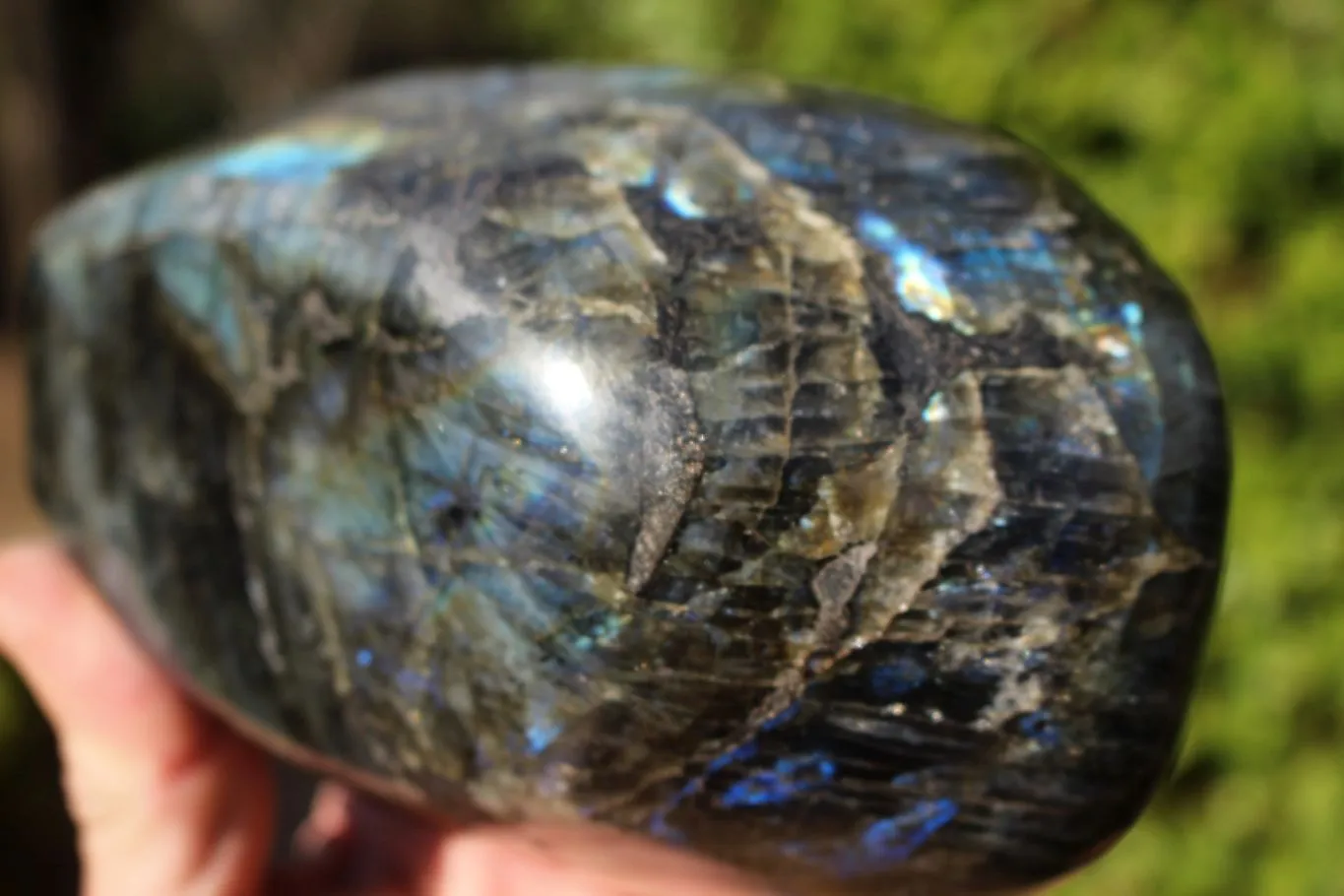 Polished Beautiful Rainbow Labradorite Standing Free Form With Intense Full Face Flash x 1 From Tulear, Madagascar