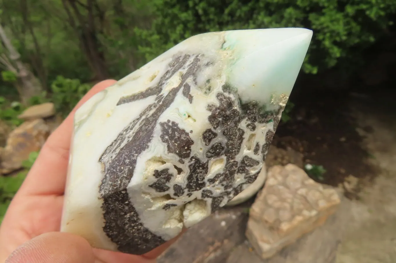Polished Blue Smithsonite Points x 2 From Congo