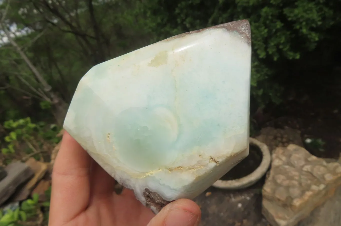 Polished Blue Smithsonite Points x 2 From Congo