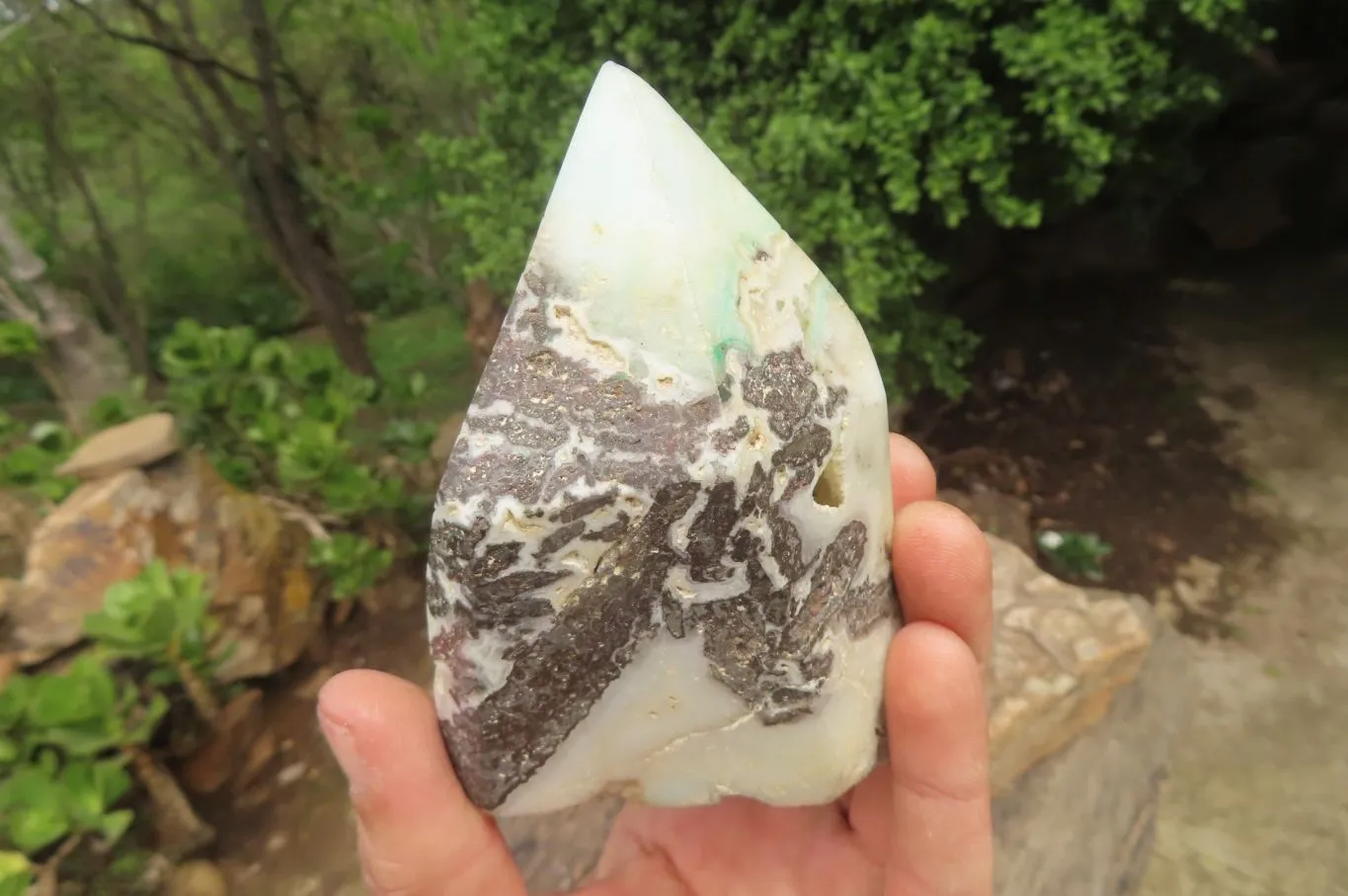 Polished Blue Smithsonite Points x 2 From Congo