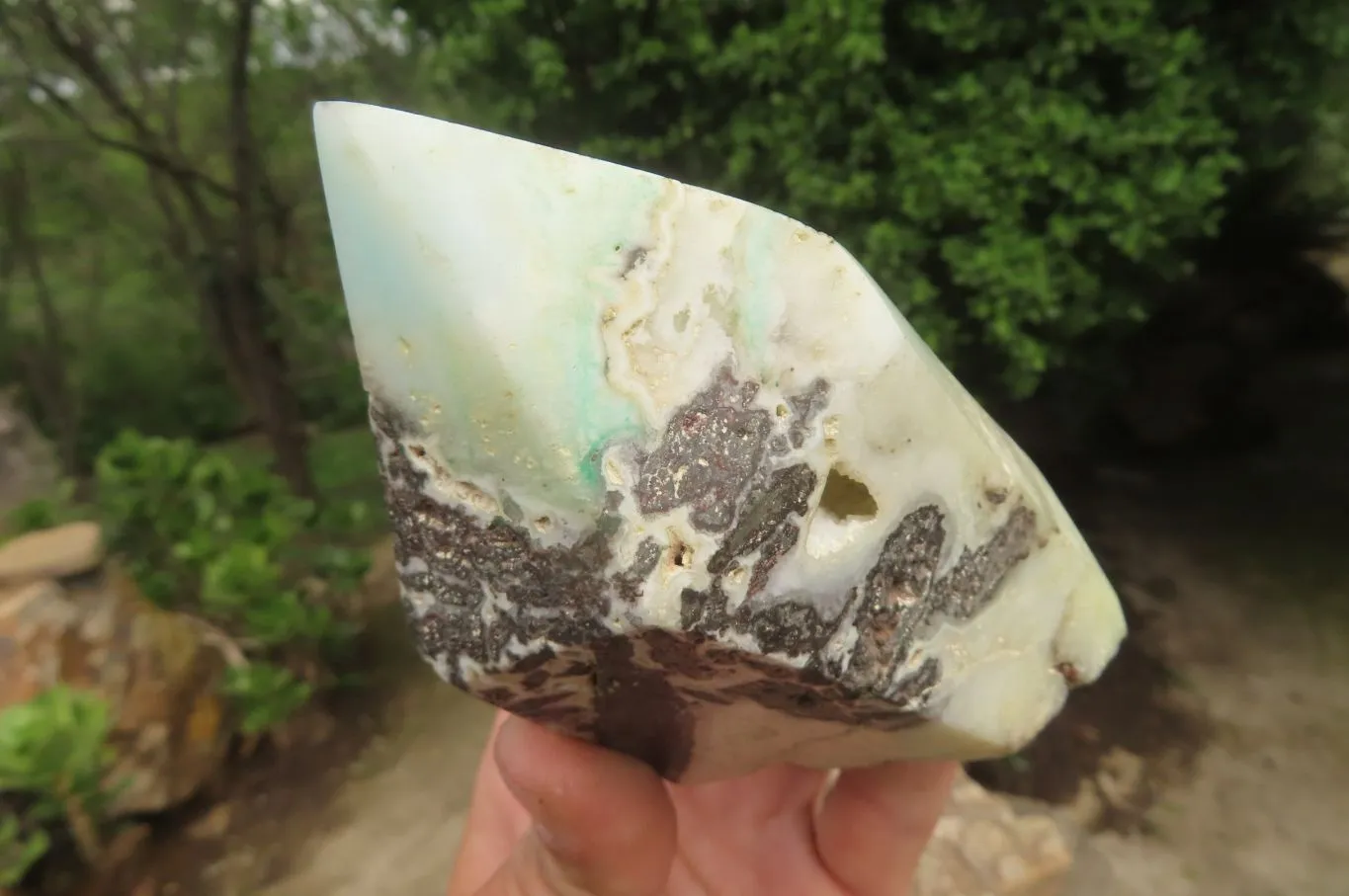 Polished Blue Smithsonite Points x 2 From Congo