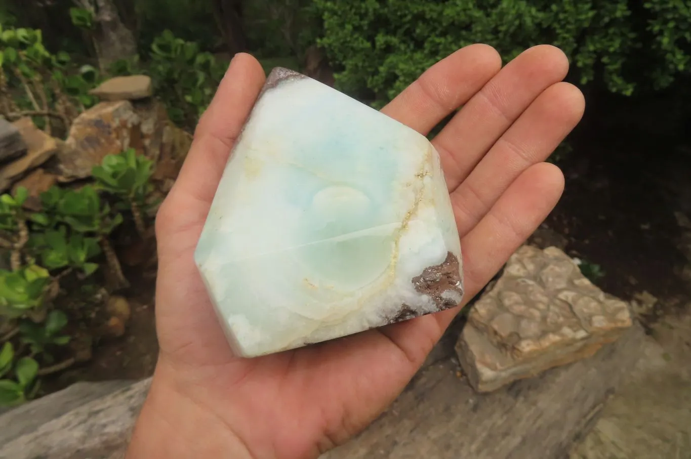 Polished Blue Smithsonite Points x 2 From Congo
