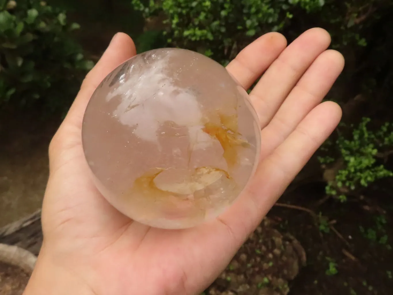 Polished Hematoid Tinted Clear Quartz Crystal Balls x 2 From Madagascar