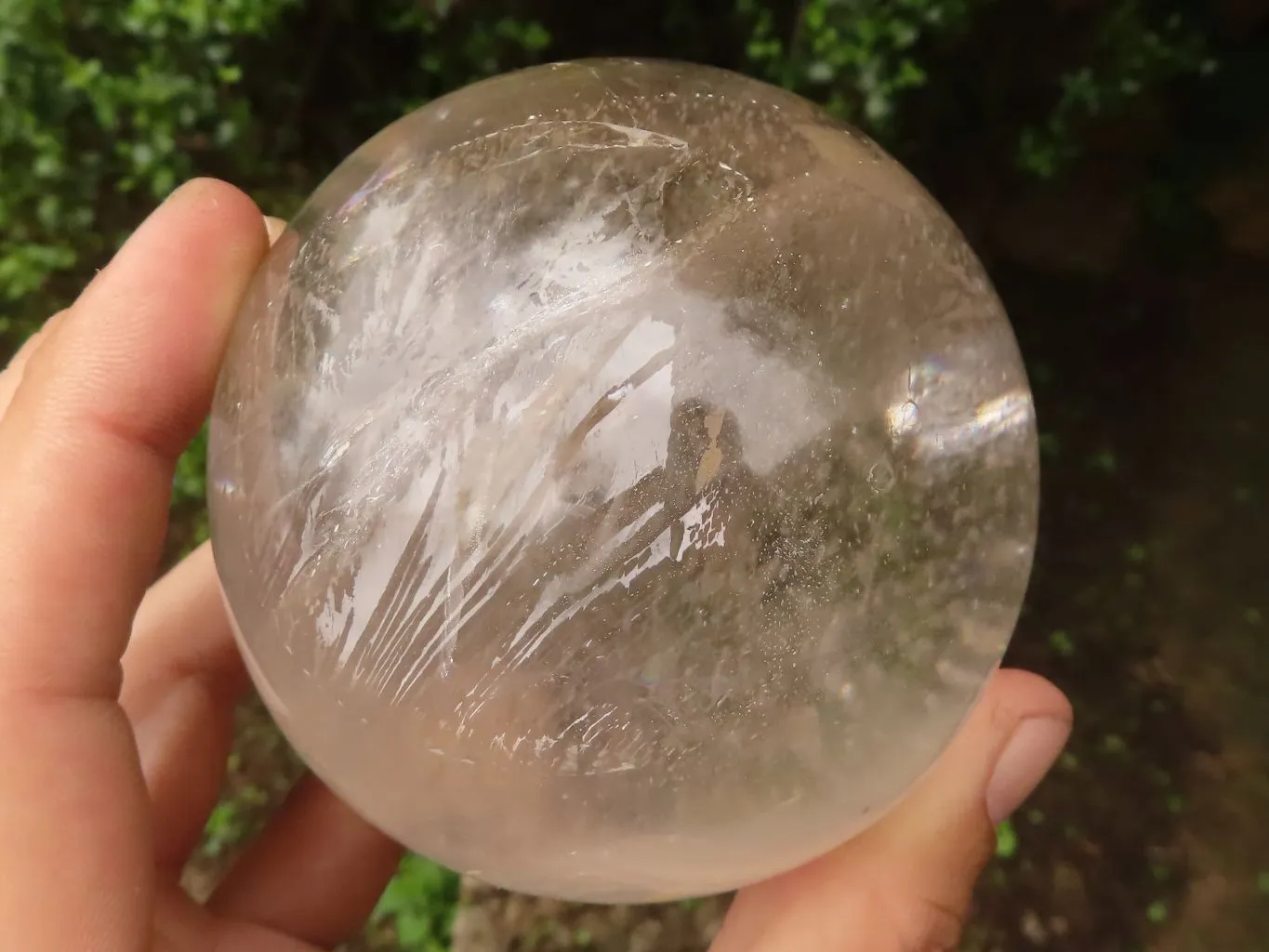 Polished Hematoid Tinted Clear Quartz Crystal Balls x 2 From Madagascar