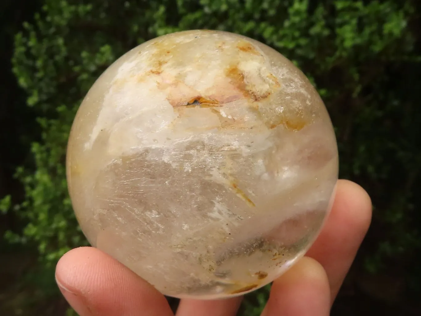Polished Hematoid Tinted Clear Quartz Crystal Balls x 2 From Madagascar