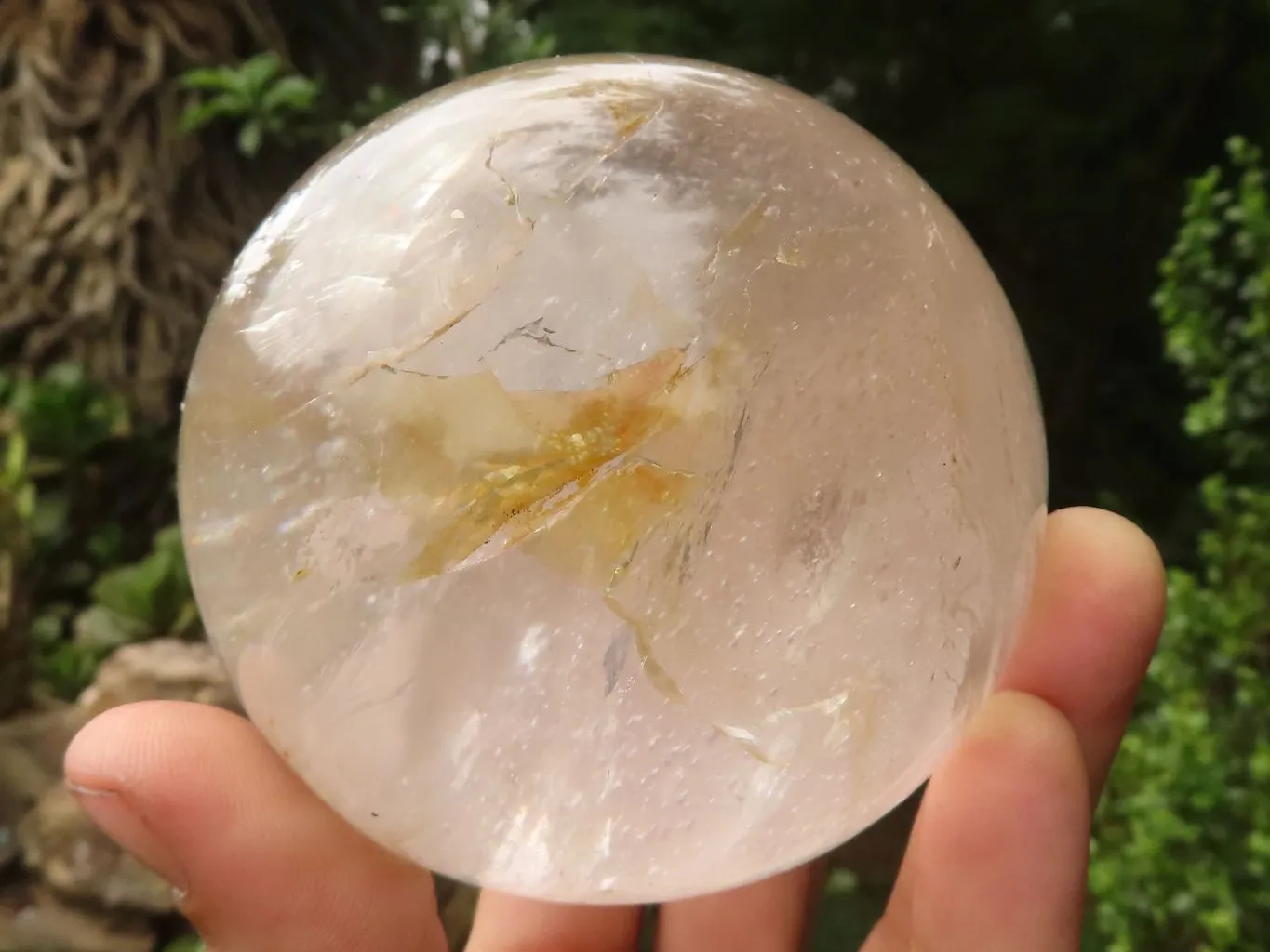 Polished Hematoid Tinted Clear Quartz Crystal Balls x 2 From Madagascar