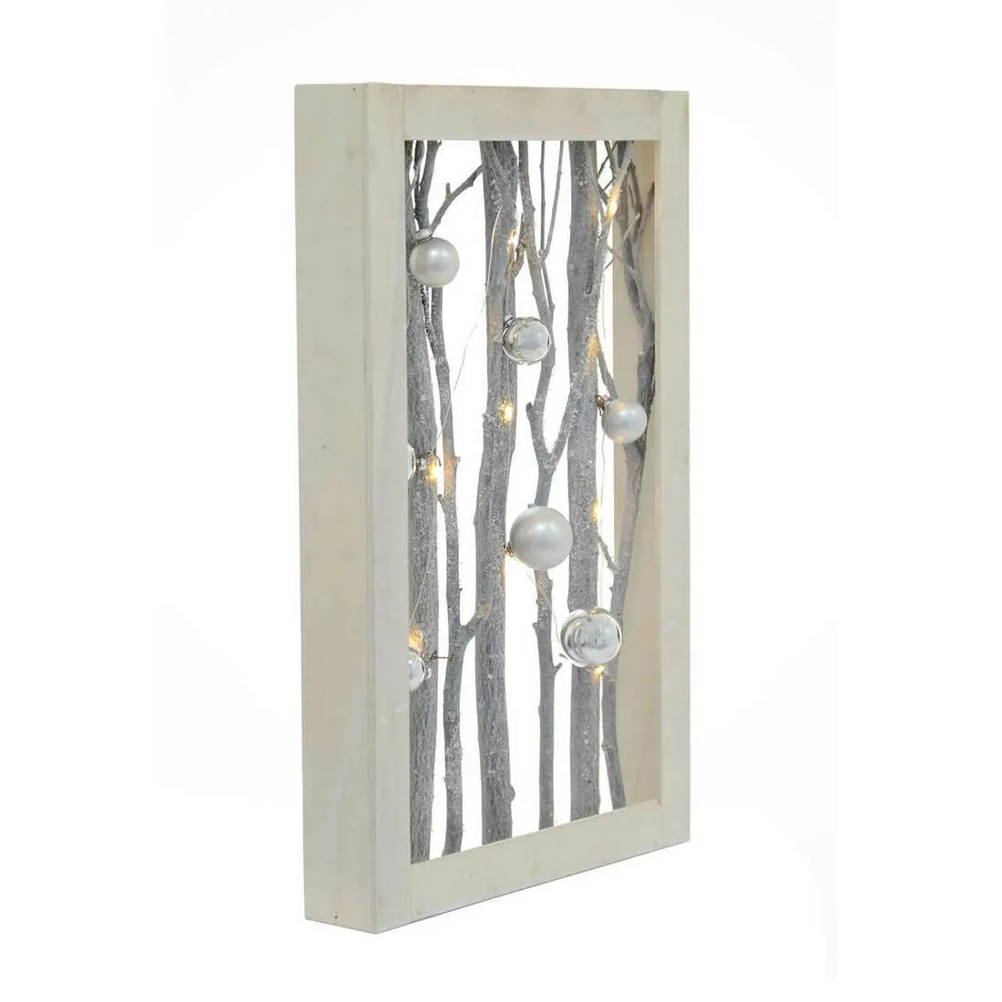 Pre-Lit Wooden Rectangle/Star Frame Christmas Decoration