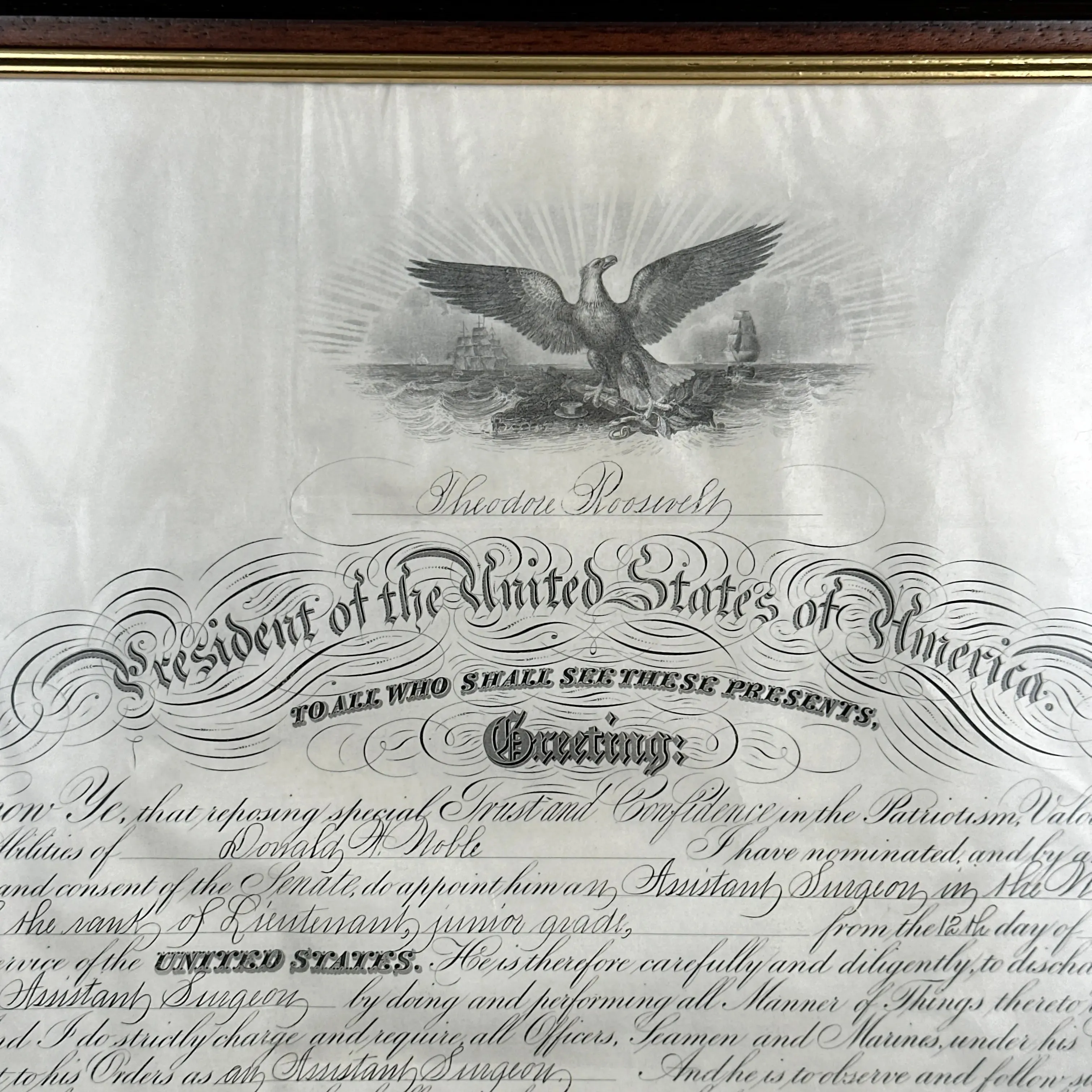 President Theodore Roosevelt Naval Appointment — Signed December 23, 1908