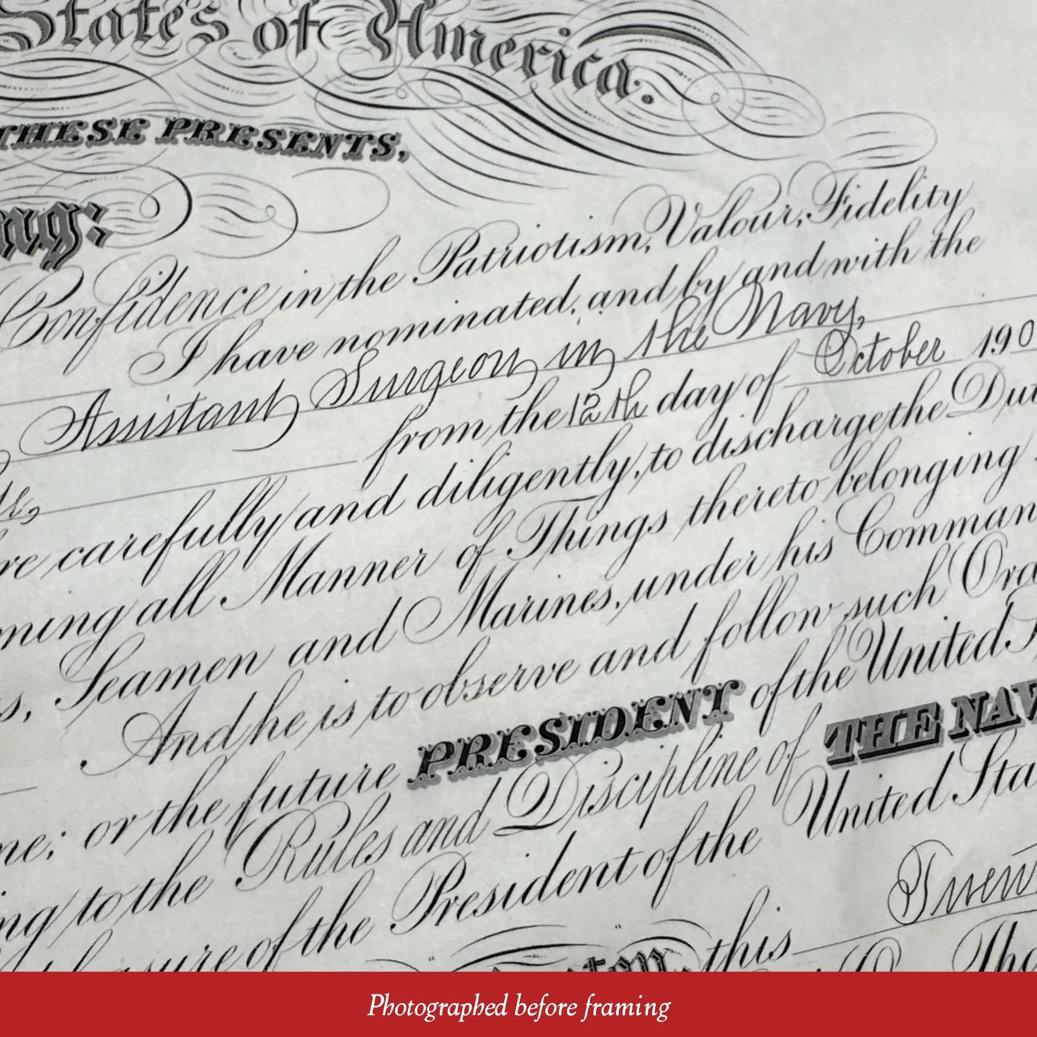 President Theodore Roosevelt Naval Appointment — Signed December 23, 1908
