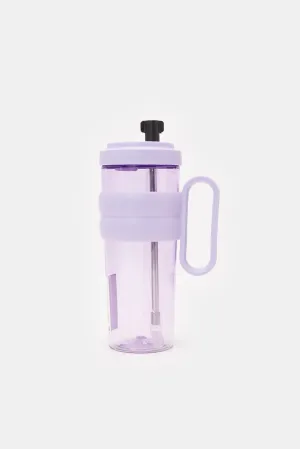 Purple Water Bottle With Straw