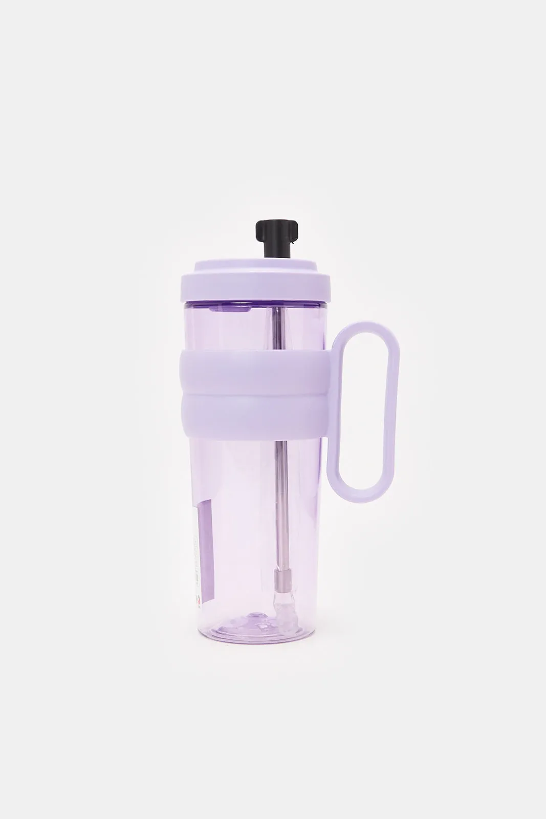 Purple Water Bottle With Straw