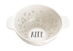 Rae Dunn Stem Print Colander "KEEP"