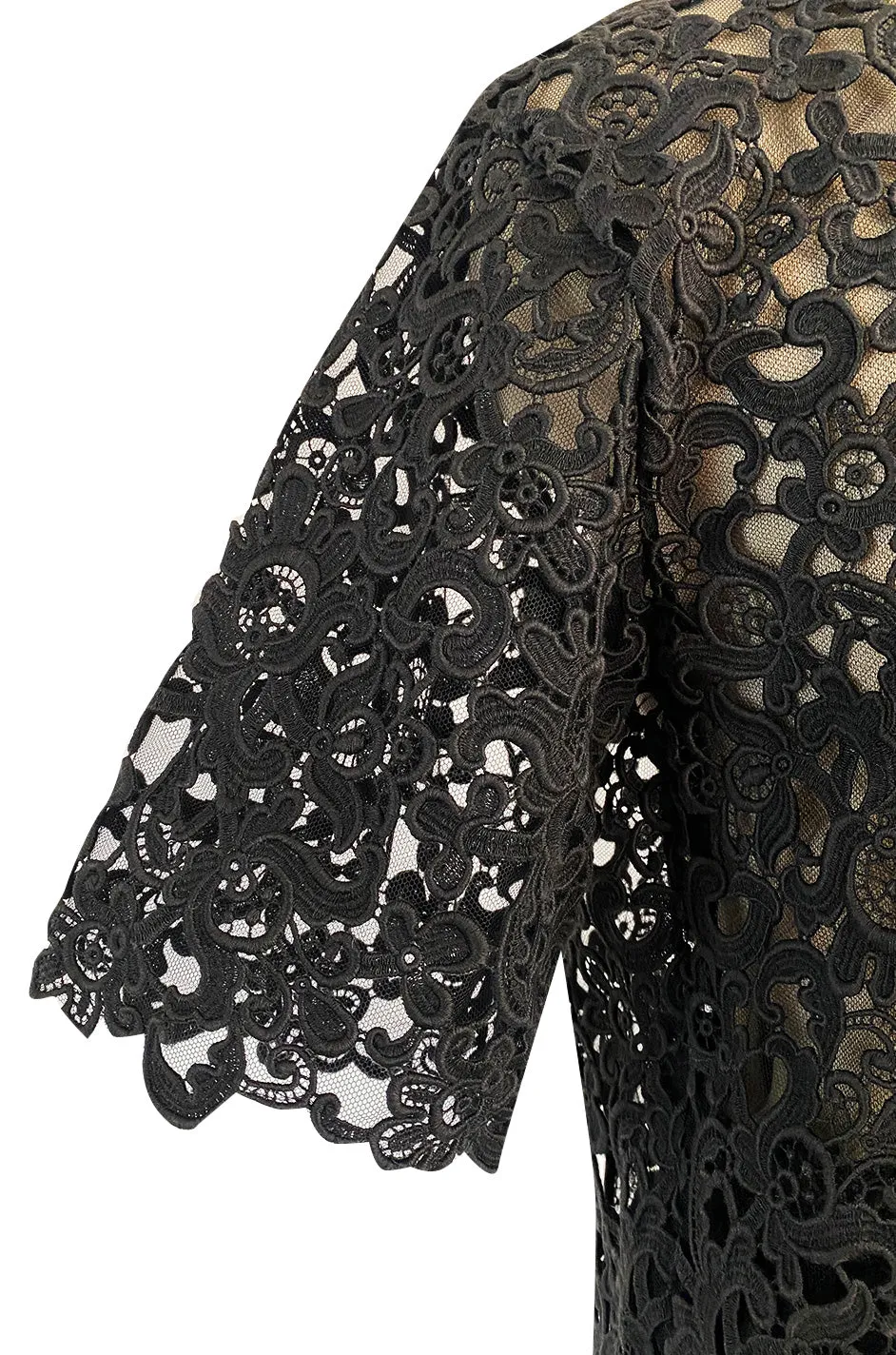 Resort 2015 Valentino Bold Black Lace Full Length Skirt w Matching Tunic / Mini Dress Set
