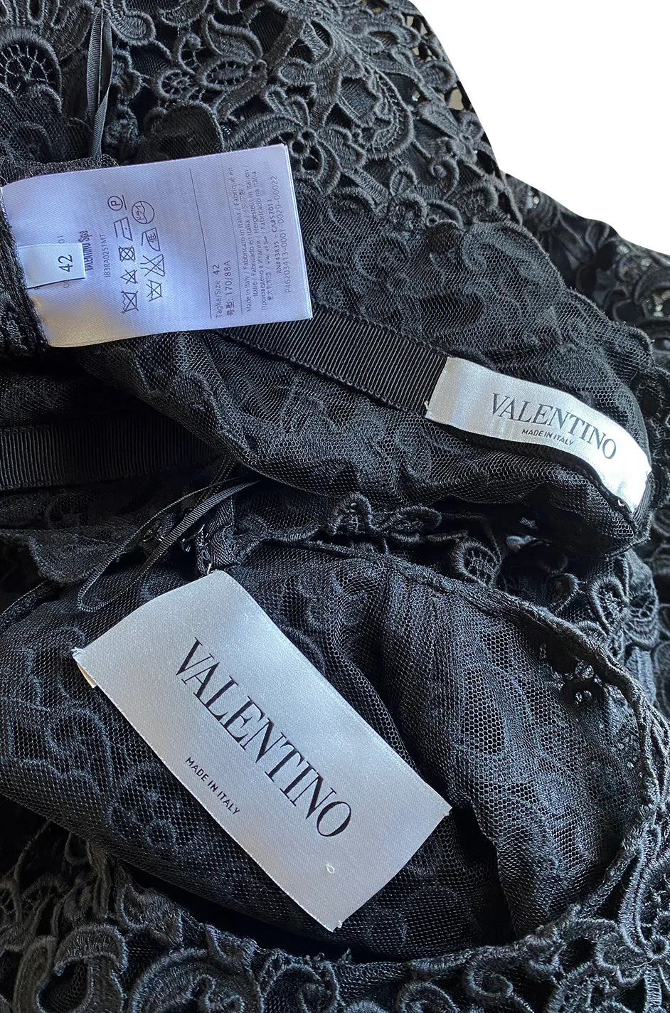 Resort 2015 Valentino Bold Black Lace Full Length Skirt w Matching Tunic / Mini Dress Set