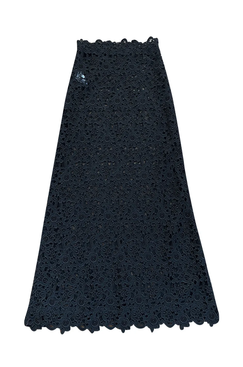 Resort 2015 Valentino Bold Black Lace Full Length Skirt w Matching Tunic / Mini Dress Set
